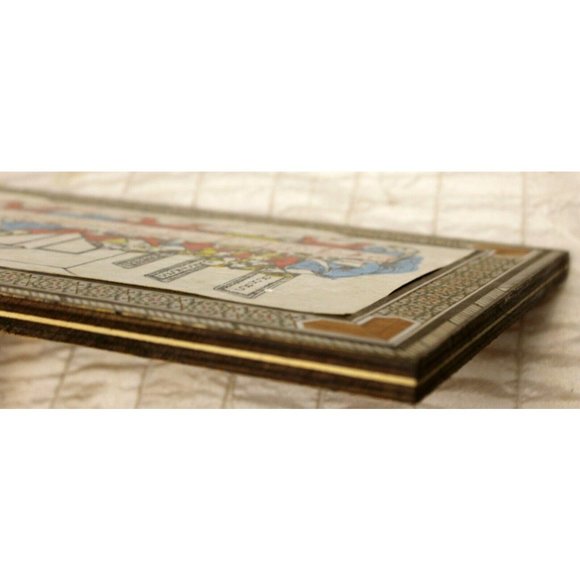 Jesus Last Supper Wooden Plaque Inlay Stone Print on Pearl-Crystal Look 17 x 10" - Picture 8 of 8